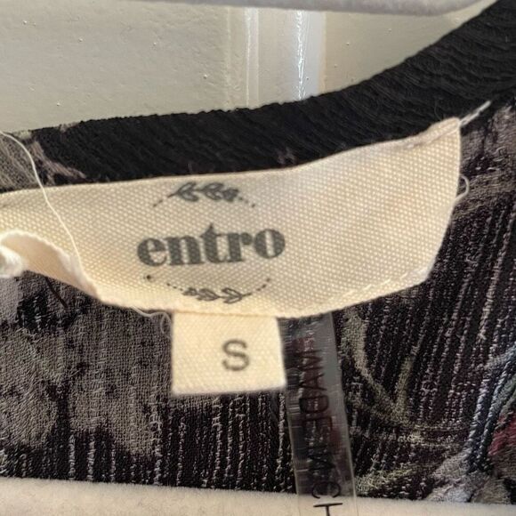 Entro Black Floral Sleeveless Shift Summer Mini Dress Women’s Size Small - Picture 3 of 5